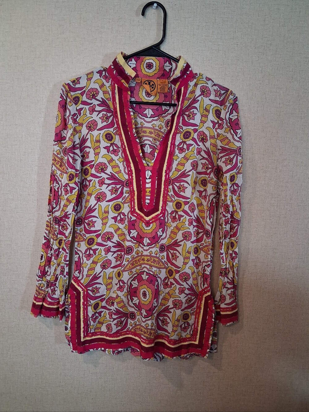 Tory Burch Tunic Top Sequin Embellished Floral Blouse Pink Alhambra 2 Stephanie